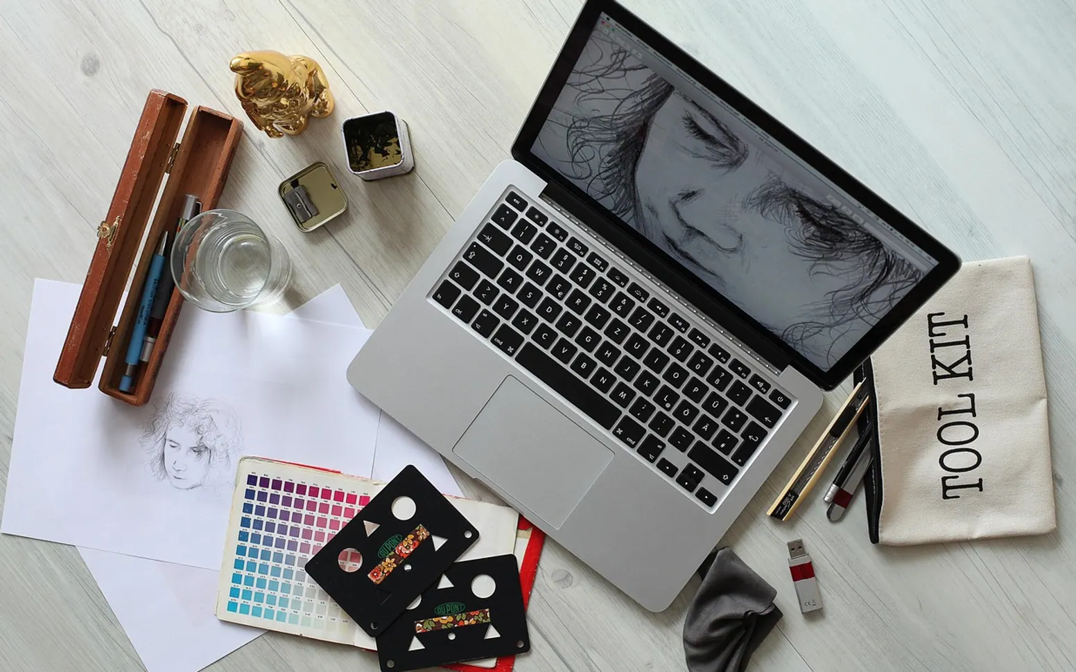 Workplace, computer and creative