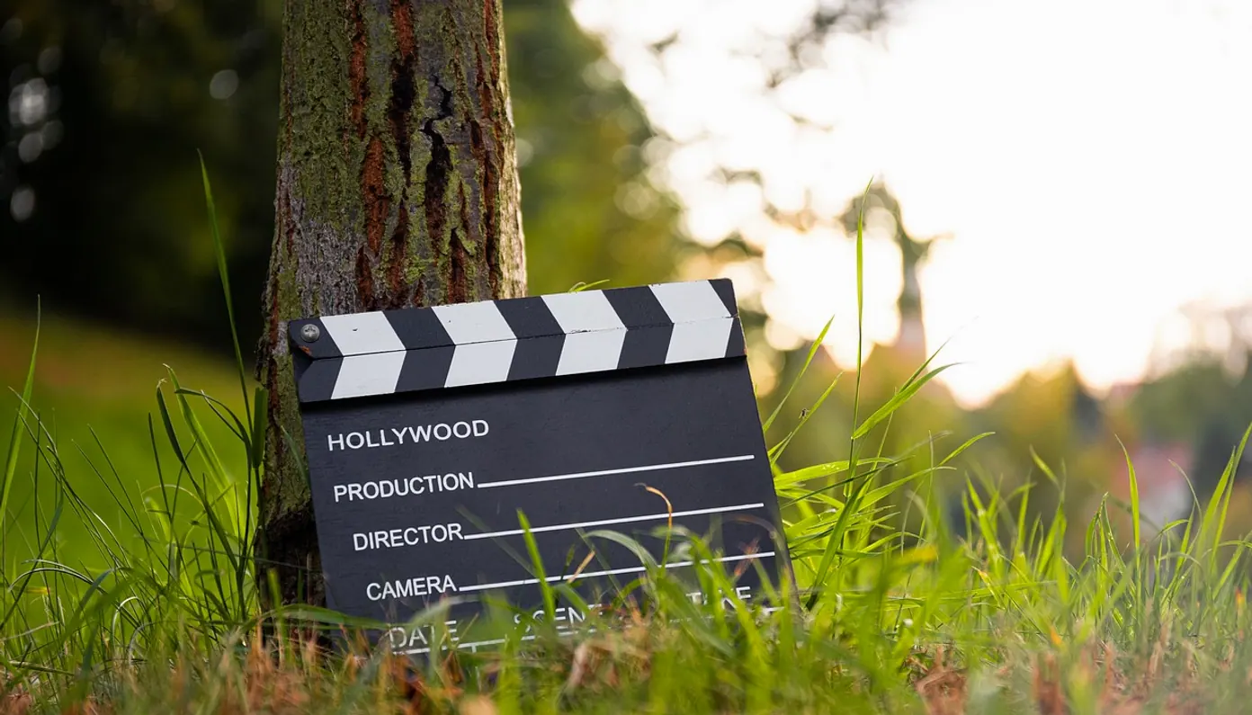 Movie, flap and clapperboard